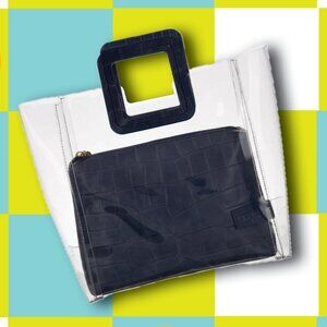 Staud Top Handle Leather Trim PVC Tote Bag